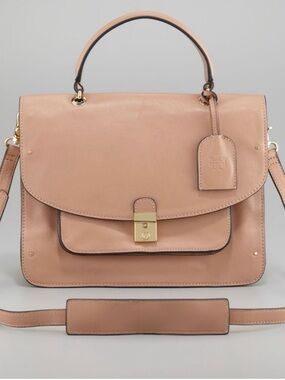 Leather Top-Handle Satchel in Blush Pink